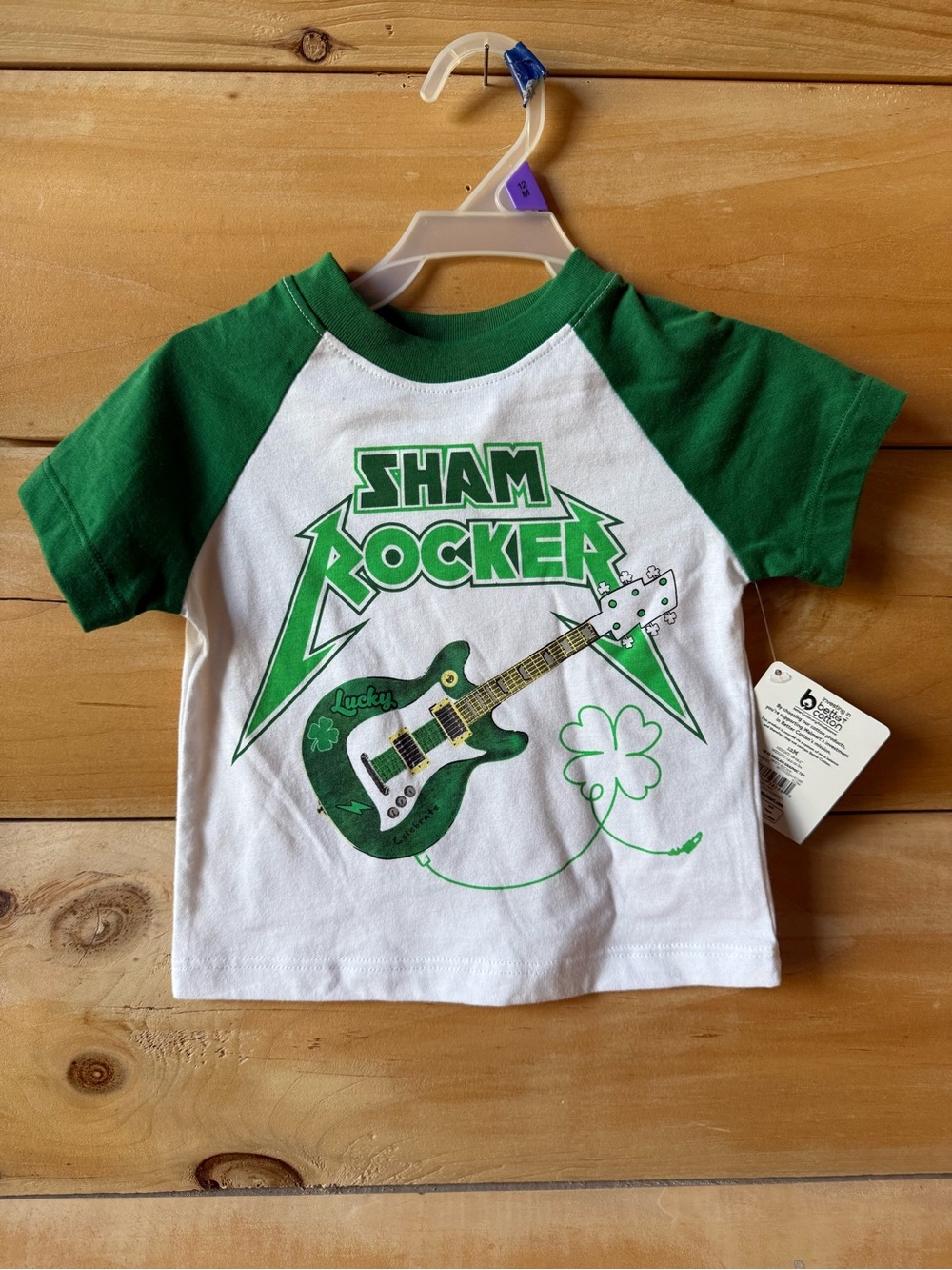 Sham Rocker Green & White Raglan Kids Tee 12 months